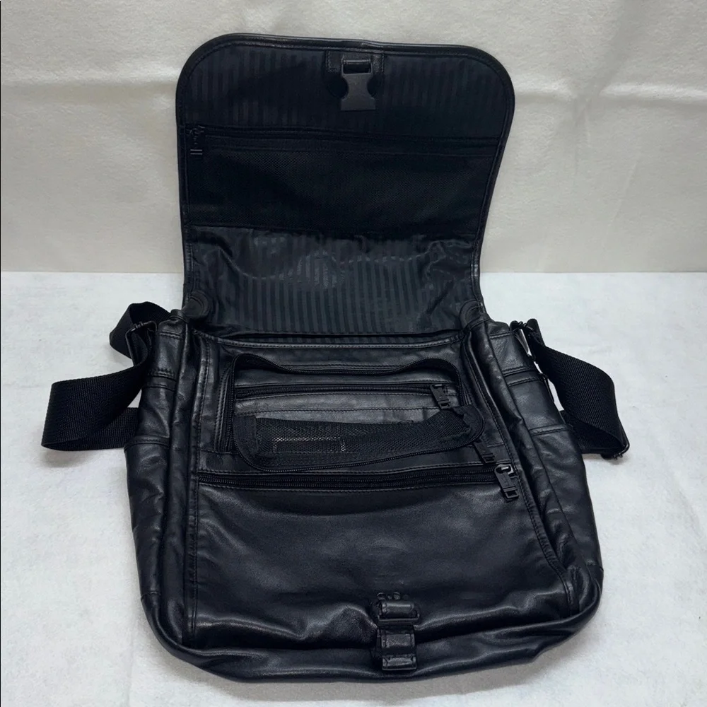 Tumi Black Leather Messenger Bag